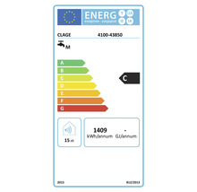 Energieeffizienzlabel für Durchlauferhitzer Clage 4100-43850 mit Effizienzklasse C und 15 Dezibel Schallleistungspegel.