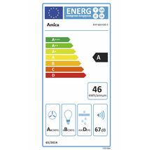 Amica KHF 664 630 S EU Energielabel Klasse A, Energieverbrauch 46 kWh pro Jahr und Lautstärke 67 Dezibel.