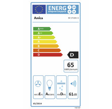 EU Energieeffizienzlabel fuer Amica Dunstabzugshaube KH 17118-1 S mit Energieeffizienzklasse D und 65 Kilowattstunden pro Jahr