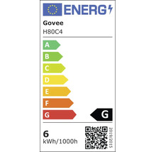 EU Energieeffizienzlabel fuer Govee H80C4 mit Energieeffizienzklasse G und einem Verbrauch von 6 Kilowattstunden pro 1000 Stunden.
