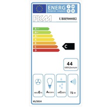 PKM UBH5000H2 Energieetikett, Energieeffizienzklasse C, jährlicher Energieverbrauch 44 Kilowattstunden, Geräuschentwicklung 72 Dezibel