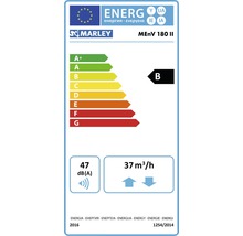 Energielabel Marley MEnV 180 II mit Energieeffizienzklasse B, 47 Dezibel und 37 Kubikmeter pro Stunde