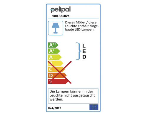 Energielabel mit Informationen zur fest verbauten LED Lampe