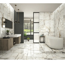 Feinsteinzeug Wand- und Bodenfliesen Calabria Golden Ice glänzend poliert 60 x 120 x 0,85 cm