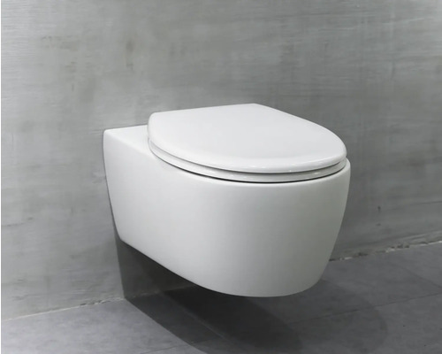 Wandhängendes Tiefspülklosett aus Sanitärkeramik mit WC-Sitz