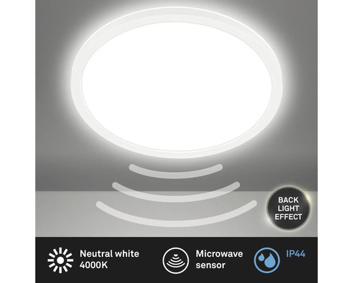 Runde LED Deckenleuchte mit Mikrowellensensor und Hintergrundbeleuchtung