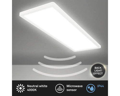 Rechteckige LED-Deckenleuchte mit Mikrowellensensor und IP44 Schutzart