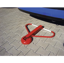 Anfahrsichere Parkplatzsperre umlegbar mit Profilzylinderschloß weiß-rot H = 500 mm