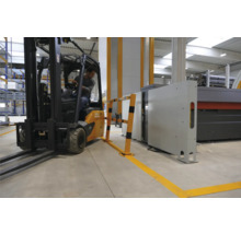 Endpfosten/Standpfosten für Ober- & Knieholm abnehmbar Stahlrohr 70 mm x 70 mm zum Aufdübeln schwarz-gelb H = 1000 mm