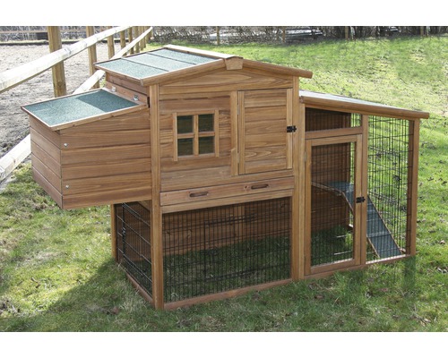 Holz-Hühnerstall mit Fenster, Tür und Drahtgitter