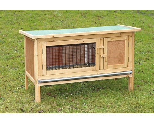 Holzkaninchenstall mit Gittertür und Dachpappe
