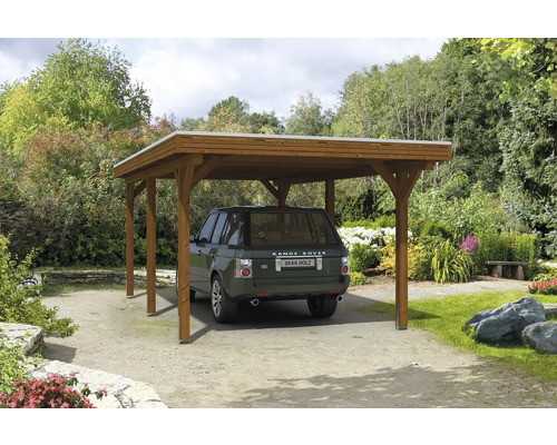 Einzelcarport SKAN HOLZ Spessart inkl. Pfostenanker 355 x 604 cm nussbaum