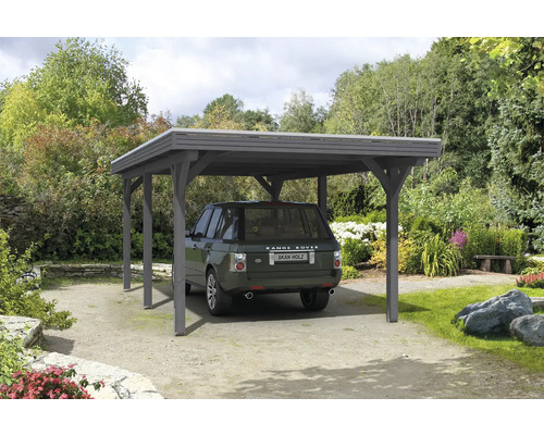 Einzelcarport SKAN HOLZ Spessart inkl. Pfostenanker 355 x 604 cm schiefer