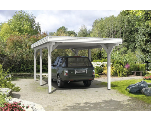 Einzelcarport SKAN HOLZ Spessart inkl. Pfostenanker 355 x 604 cm weiß