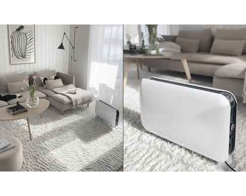 Wohnzimmer mit Heizung, Sofa, Teppich und Dekoration für ein gemütliches Ambiente.