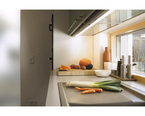 Küchenszene mit Gemüse auf der Arbeitsplatte