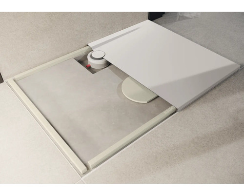 Duschwanne mit Ablauf und Montageelement