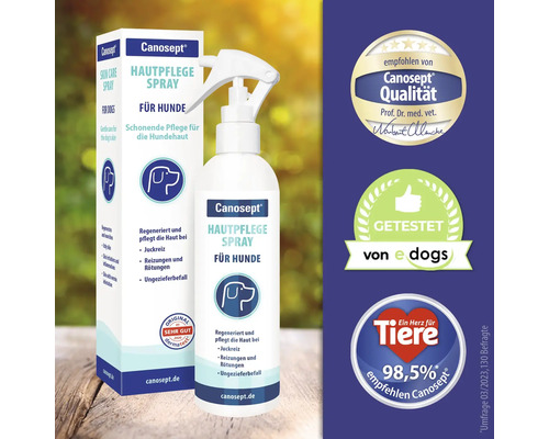 Canosept Hautpflegespray für Hunde, zur Hautpflege bei Juckreiz, Reizungen und Ungezieferbefall