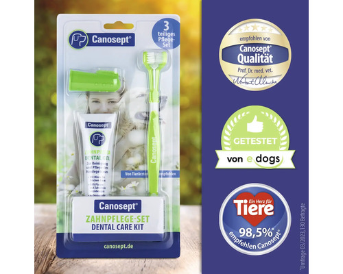 Canosept Zahnpflegeset für Hunde mit Zahnbürste, Fingerling und Gel
