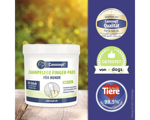 Canosept Zahnpflege Finger-Pads für Hunde, 50 Stück in Spenderbox