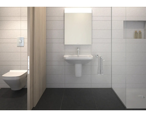 Modernes Badezimmer mit Waschtisch, Spiegelschrank und wandhängendem WC