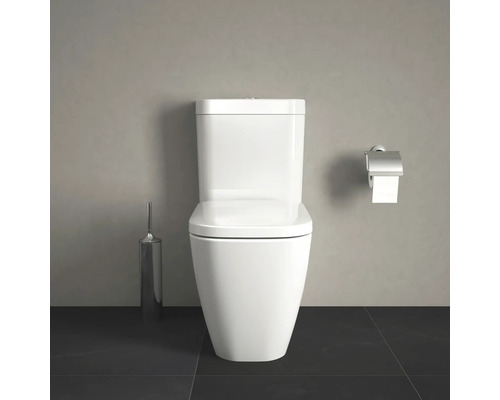 Stand-WC mit Toilettenbürste und Toilettenpapierhalter