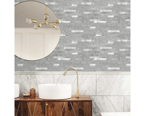 Selbstklebende Wandfliesen Wall Tiles Premium Stone metallic grau silber 30,4 x 30,4 cm 1 St.