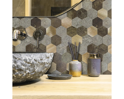 Selbstklebende Wandfliesen Wall Tiles Premium Hexagon braun bronze 30,4 x 30,4 cm 1 St.