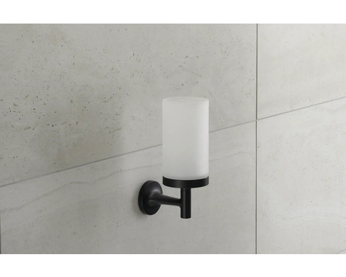 Wandmontierter Zahnputzbecherhalter mit Glasbehälter