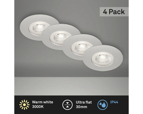 Viererpackung flache LED Einbaustrahler, warmweiß, Schutzart IP44