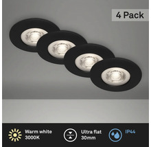 Viererpack Einbaustrahler, warmweiß, 30 Millimeter flach