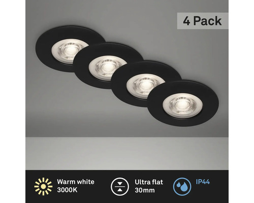Viererpack Einbaustrahler, warmweiß, 30 Millimeter flach