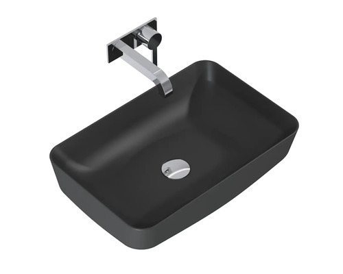 Rechteckiges Aufsatzwaschbecken in Kombination mit einer Armatur