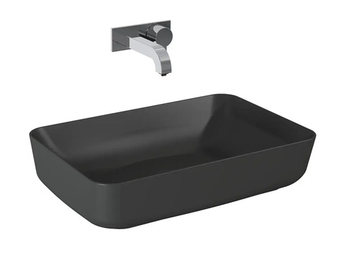 Aufsatzwaschbecken, rechteckig, mit Wandarmatur