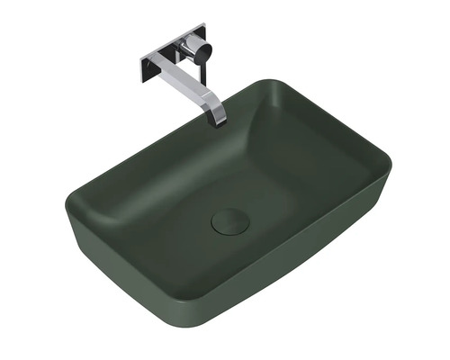 Rechteckiges Aufsatzwaschbecken mit Wandarmatur