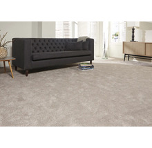 Wohnzimmer mit grauer Couch und Teppich