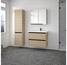 Modernes Badezimmer-Set mit Waschtisch, Spiegelschrank und Hochschrank