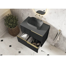 Modernes Badezimmer mit Waschbecken, Unterschrank mit Schublade und Dekoration