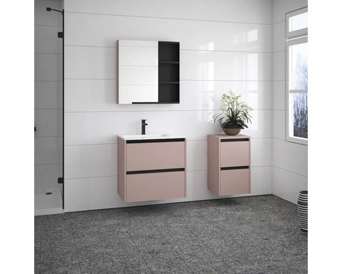 Badezimmer mit Waschtisch, Spiegelschrank und Seitenschrank in modernem Design
