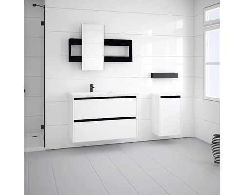 ChooChoo 2-türiger Hängeschrank – 60x60x30 Cm, Mit Verstellbarem Regal, Geriffeltes Design Für Bad, Küche, Flur