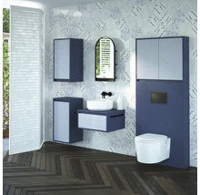 Hängehalbhochschrank mit 1 Tür Devo Cristal 2.0 links BxHxT 40x76x35 cm tyrolean blue/metal blue glass