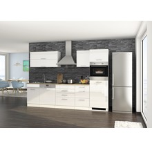 Held Möbel Küchenzeile mit Geräten Mailand 300 cm Frontfarbe weiß Hochglanz Korpusfarbe weiß-thumb-0