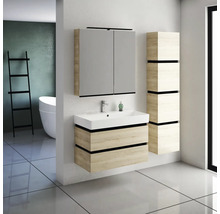 Spiegelschrank Devo Viva 2.0 links BxHxT 85x85x15 cm oak halifax white