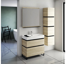 Spiegel mit Ablage Devo Viva 2.0 BxHxS 100x85x12 cm oak halifax white/black