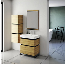 Hängeschrank mit 3 Türen Devo Viva 2.0 links BxHxT 40x127x35 cm natural hickory