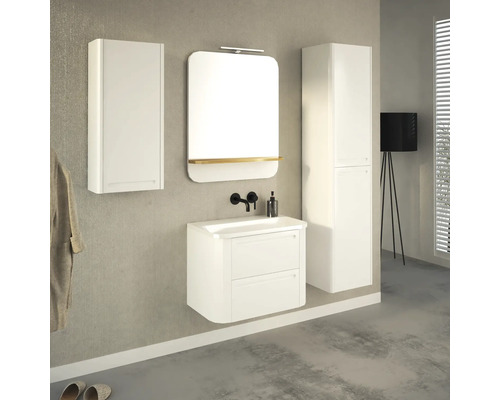 Modernes Badezimmer-Set mit Waschbeckenunterschrank, Spiegelschrank und Hochschrank