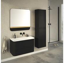 Badspiegel mit Holzablage Devo Gloria 2.0 86x86x14 cm Perfect Touch Black glatt GL2-LUPL86-1-F97D01