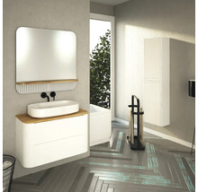 Badspiegel mit Holzablage Devo Gloria 2.0 86x86x14 cm Premium White Supermatt geriffelt GL2-LUPL86-2-F83D01