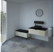 Waschtischunterschrank mit 2 Schubladen Devo Lotos BxHxT 60 x 31 cm x 53 cm Frontfarbe structure avola cremeweiß