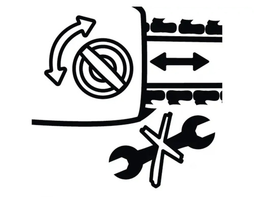 Symbol für Drehung blockiert, horizontale Bewegung und keine Reparatur.